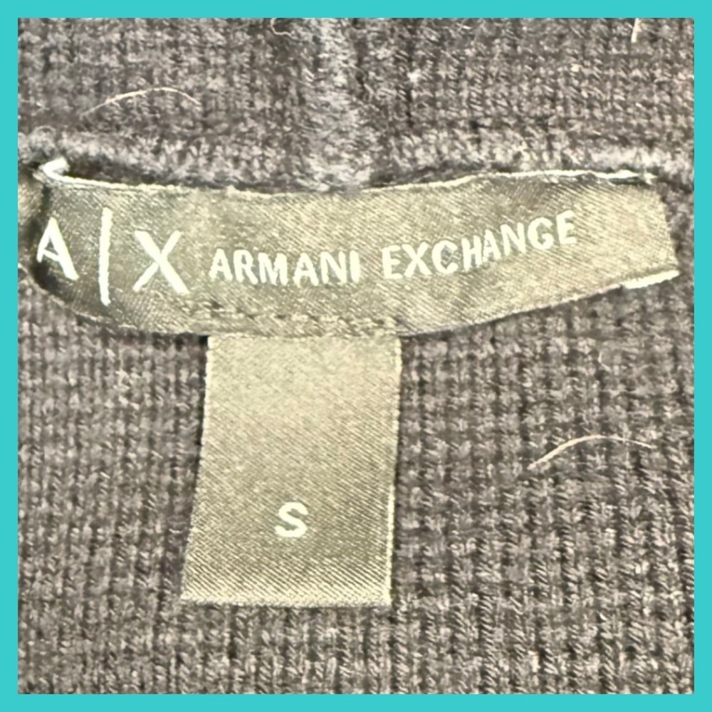 Armani Exchange Black Hoodie Sweater Ribbed Sleeve Womens Oversized Small - Picture 8 of 11